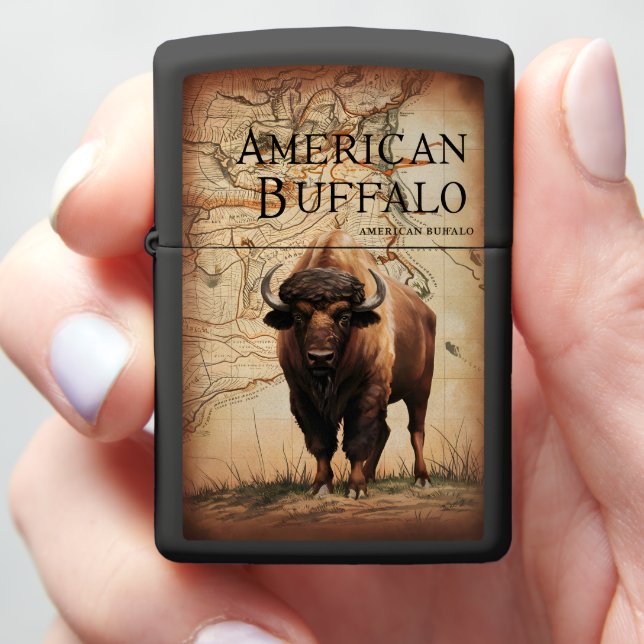 American Buffalo On A Map Zippo Lighter (In Hand)