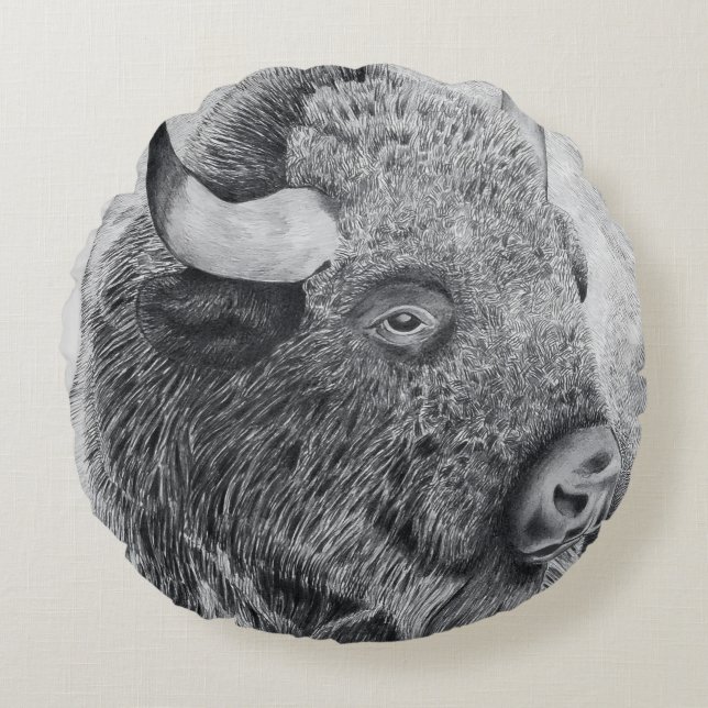 American Buffalo Round Pillow (Front)