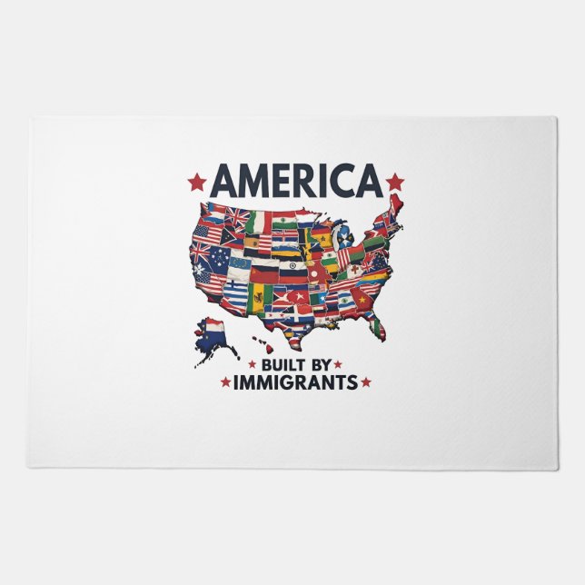 American Built by Immigrants Patriotic American  Doormat (Front)
