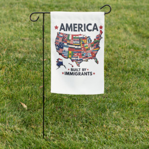 American Built by Immigrants Patriotic American  Garden Flag