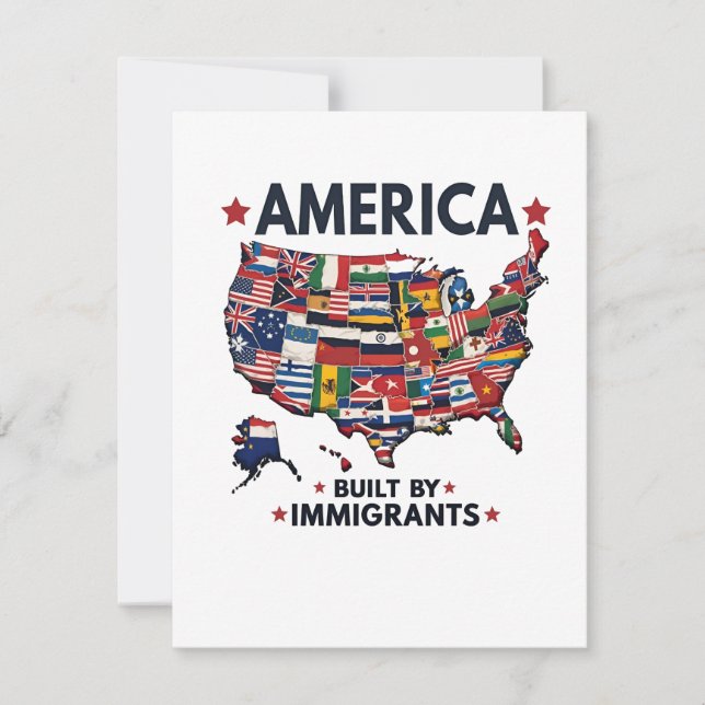 American Built by Immigrants Patriotic American  Note Card (Front)