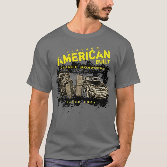American Built Classic Ironworks Any Name & Date T-Shirt (Front)