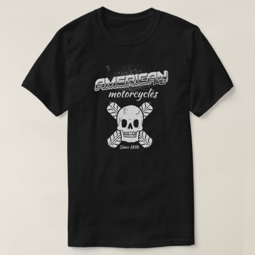 American Built Motorcycles Skull and Tires 1898 T_Shirt