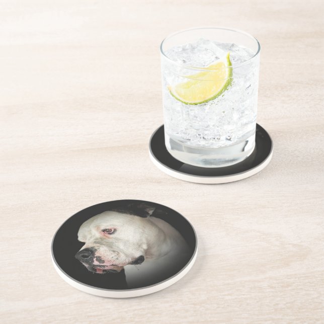 American Bull Dog portrait Coaster (Side)