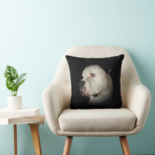 American Bull Dog Portrait Throw Pillow