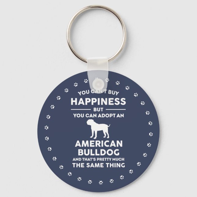 American Bulldog adoption happiness Keychain (Front)