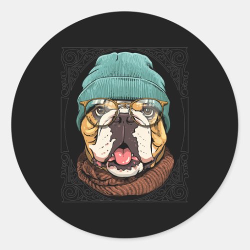 American Bulldog Animal Wearing Sungles Dog Lover  Classic Round Sticker