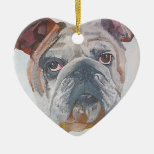 American Bulldog Artistic Pet Portrait Ceramic Ornament