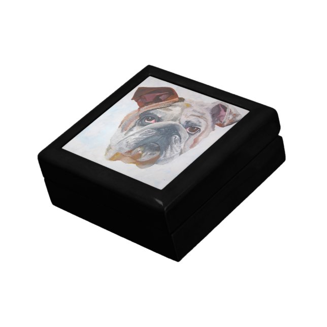 American Bulldog Artistic Pet Portrait Keepsake Box (Side)