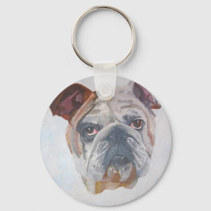 American Bulldog Artistic Pet Portrait Keychain