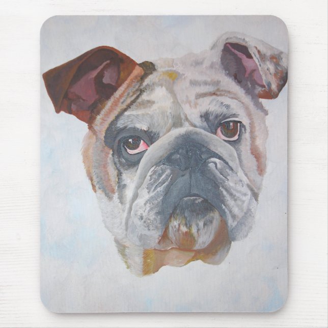 American Bulldog Artistic Pet Portrait Mouse Pad (Front)