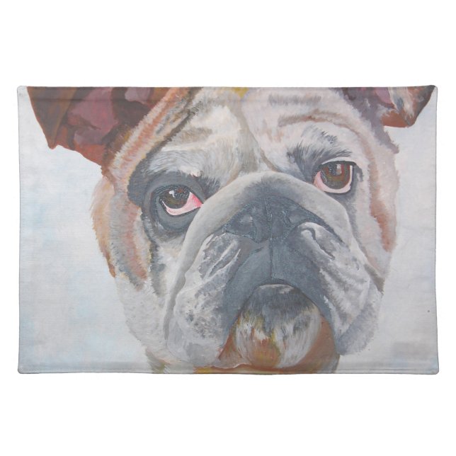 American Bulldog Artistic Pet Portrait Placemat (Front)
