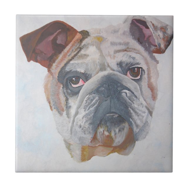 American Bulldog Artistic Pet Portrait Tile (Front)