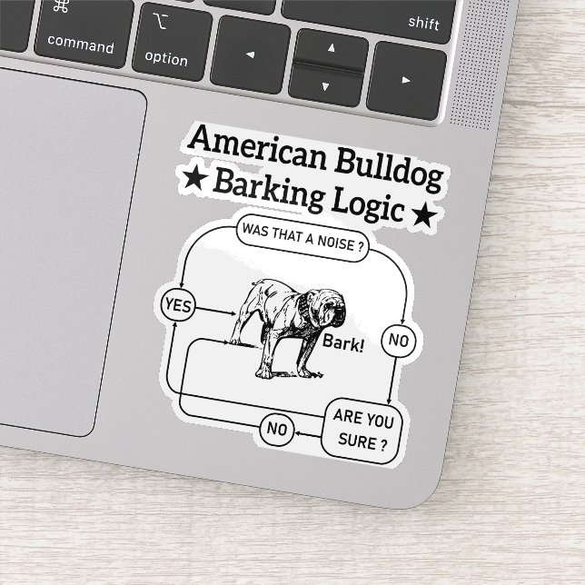 American Bulldog Barking Logic Dogs Lovers Puppy Sticker (Detail)