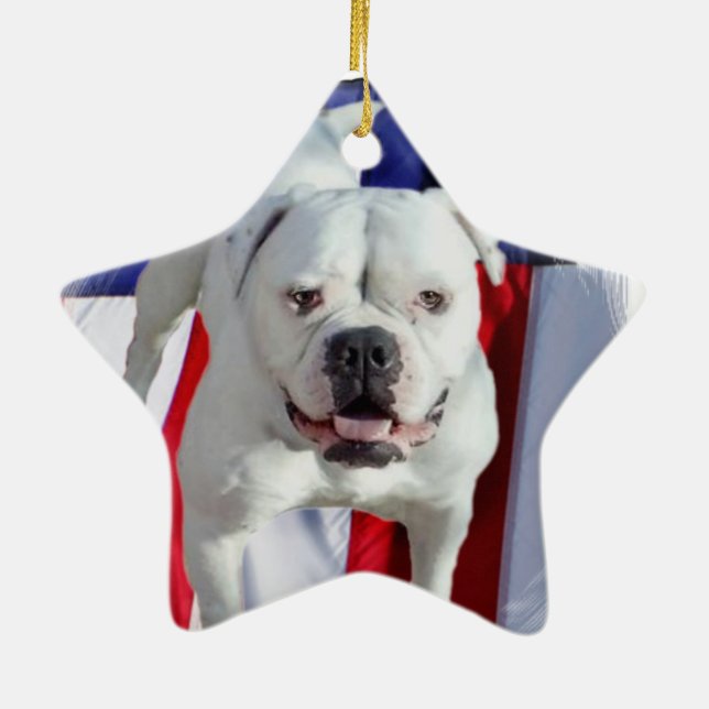 American Bulldog Ceramic Ornament (Back)