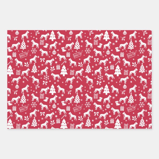 American Bulldog Christmas Wrapping Paper Sheets (Front)