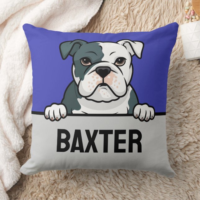American Bulldog Custom Bulldog Puppy Dog Lovers Throw Pillow (Blanket)