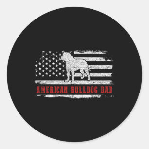 American Bulldog Dad Distressed American Flag Patr Classic Round Sticker
