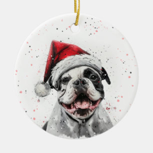 American Bulldog Dog Christmas Personalized Ceramic Ornament