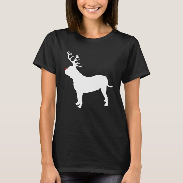 American Bulldog Dog Christmas Reindeer Antlers Xm T-Shirt (Front)