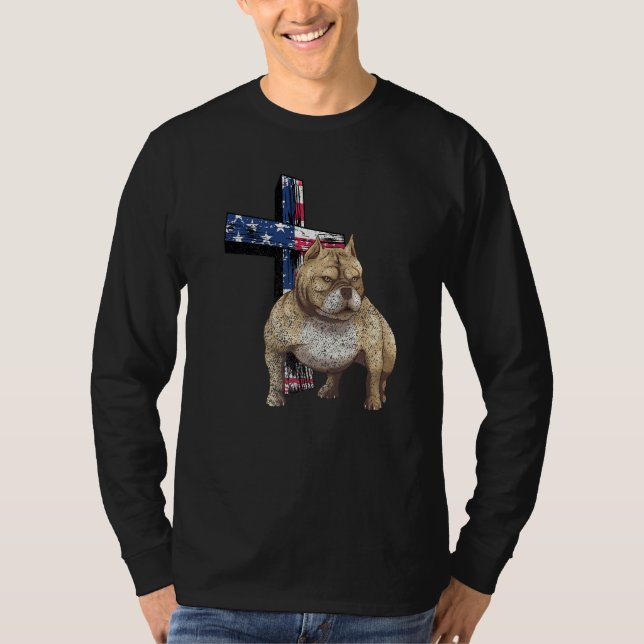 American Bulldog Dog From God Jesus Cross With Pit T-Shirt (Front)