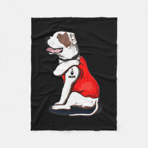 American-bulldog Dog I Love Mom Tattoo Fleece Blanket