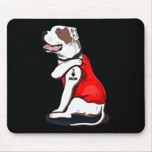 American-bulldog Dog I Love Mom Tattoo  Mouse Pad