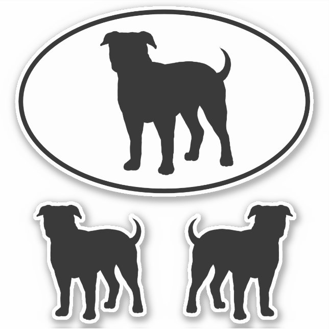 American Bulldog Dog Silhouettes Vinyl Sticker Set (Front)
