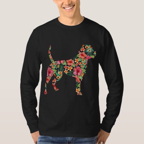 American Bulldog Flower Dog Silhouette Floral Gift T_Shirt