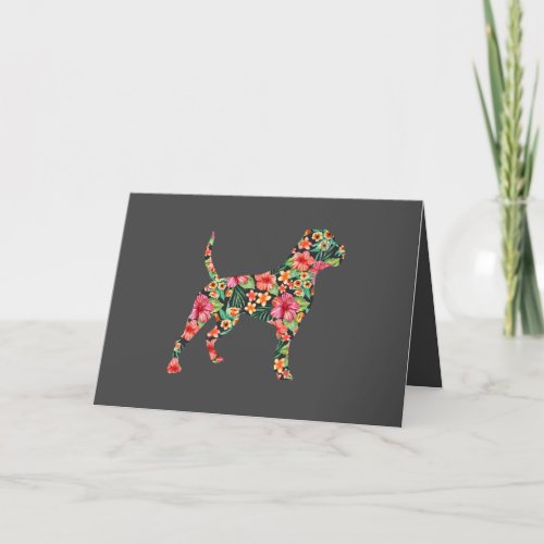 American Bulldog Flower Dog Silhouette Floral Holiday Card
