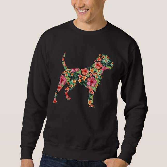 American Bulldog Flower  Dog Silhouette Floral Sweatshirt (Front)