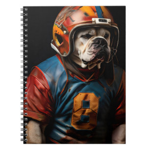 American Bulldog Football Player Leather Helmet Notebook