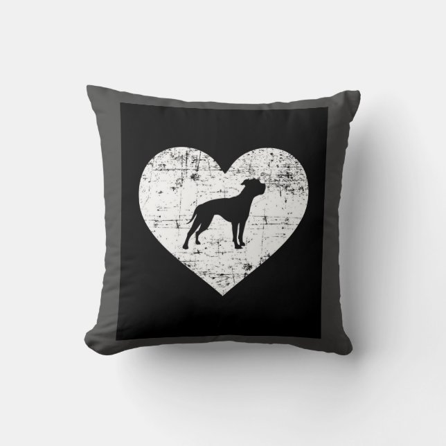 American Bulldog Heart Dog Throw Pillow (Front)