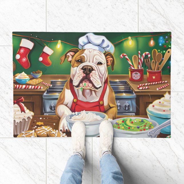 American Bulldog Holiday Baking: Festive Christmas Doormat (Indoor)