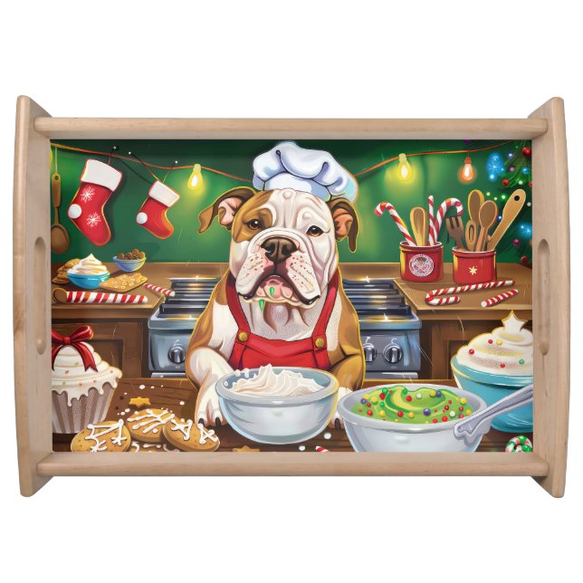 American Bulldog Holiday Baking: Festive Christmas Serving Tray (Front)