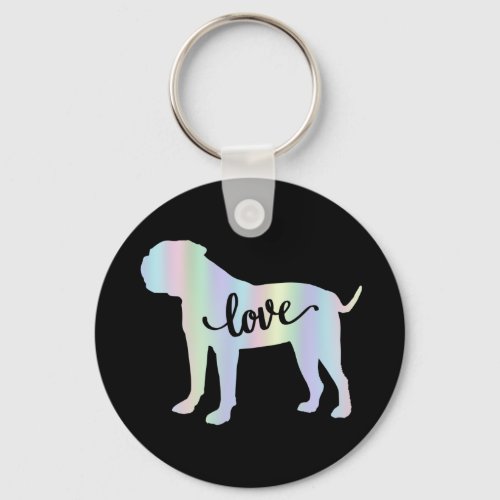 American Bulldog Love Silhouette Keychain