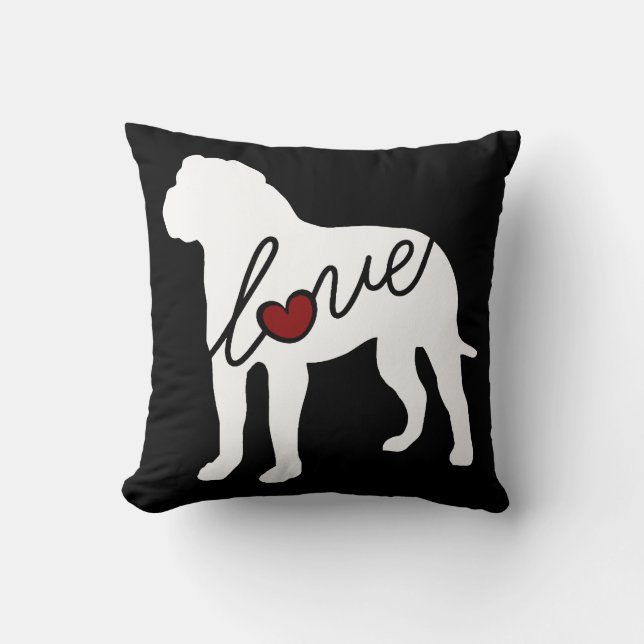 American Bulldog Love Throw Pillow (Front)