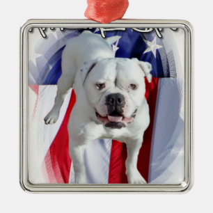 American Bulldog Metal Ornament