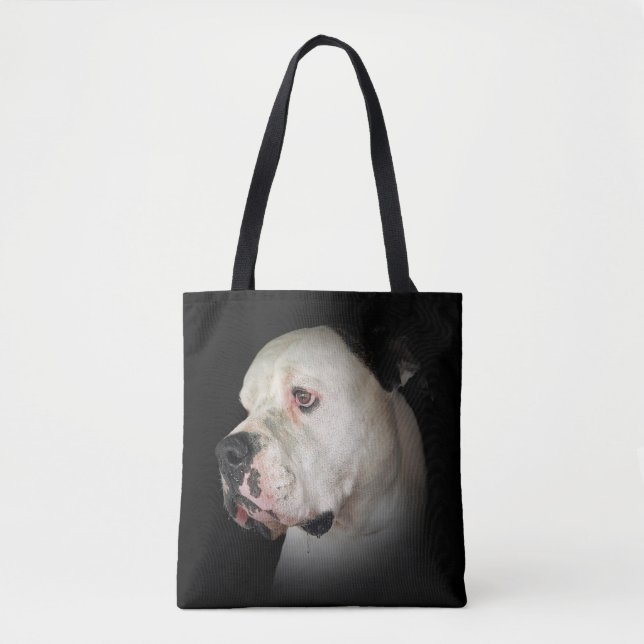American Bulldog On Black Tote Bag (Front)