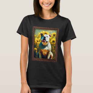 American Bulldog Painting Sunflower Flower Mom Wom T-Shirt