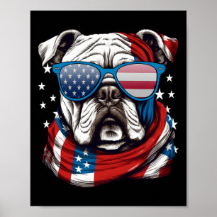 American Bulldog Patriotic 4th Of July Dog Lovers Poster