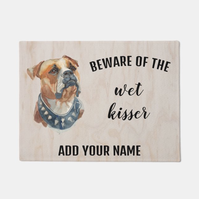 American Bulldog Photo Personalized Door Mat (Front)