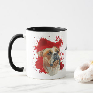 American Bulldog Red Abstract Background Mug