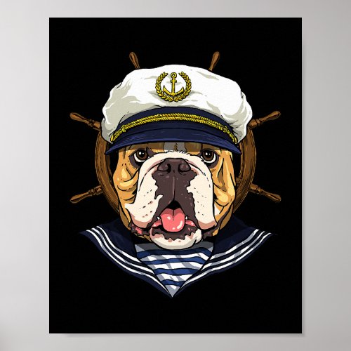 American Bulldog Sailor Boat Captain American Bull Poster