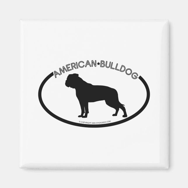 American Bulldog Silhouette Black Magnet (Front)