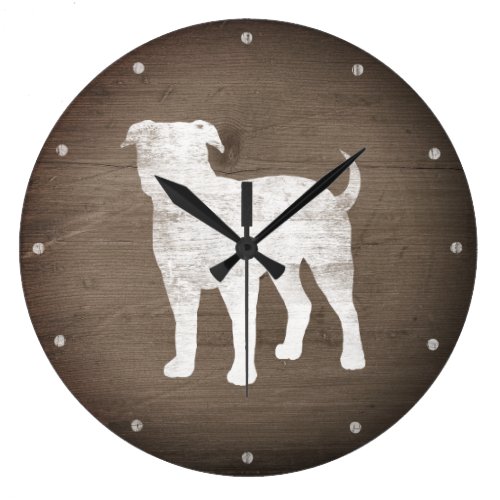 American Bulldog Silhouette Rustic Large Clock