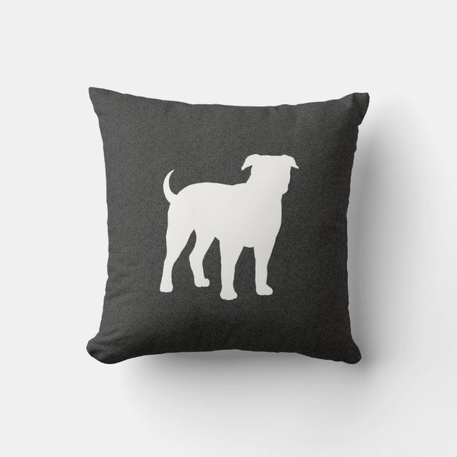 American Bulldog Silhouette Throw Pillow (Front)