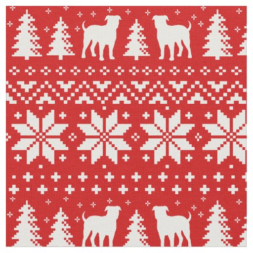 American Bulldog Silhouettes Christmas Holiday Fabric