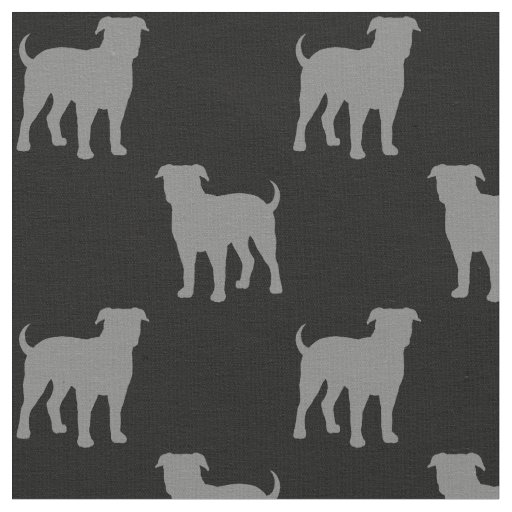 American Bulldog Silhouettes Pattern Cool Dogs Fabric