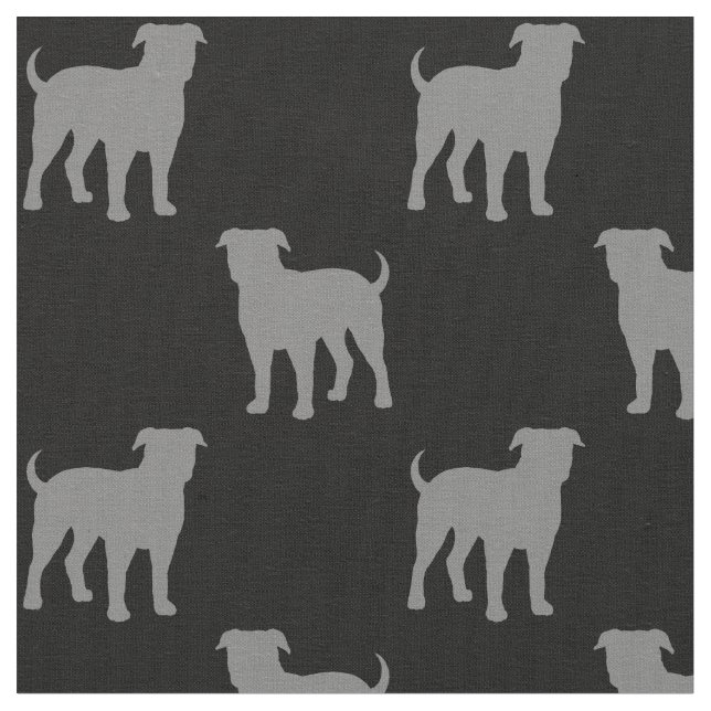American Bulldog Silhouettes Pattern Cool Dogs Fabric (Close Up)
